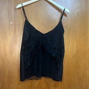 Black ruffle tank w/ stars print